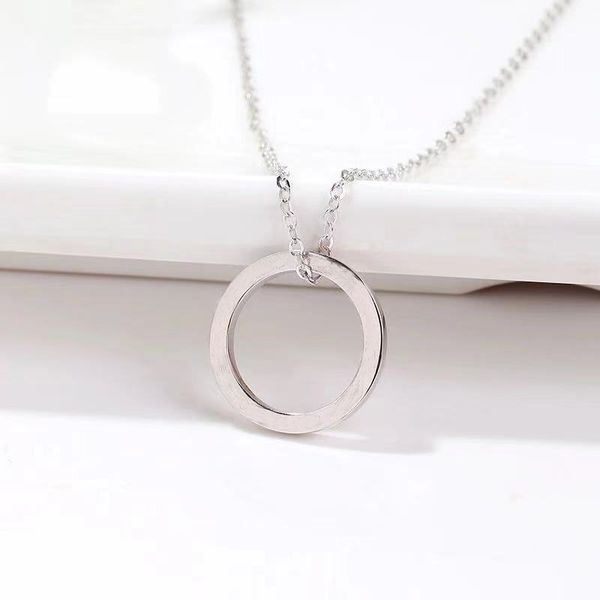 

classic luxury love necklace fashion round sliding pendant channel jewelry design with exquisite gift box, Silver
