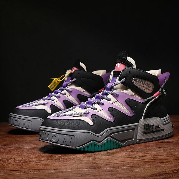 

464748 size mens shoes summer breathable new high-shoes mens board shoes sports and leisure tide, Black;white