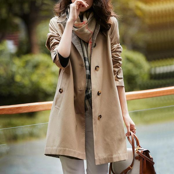 

women's wool & blends japanese minimalism elegant women trench coat mid-length long sleeve solid lapel ol commuter casual autumn winter, Black