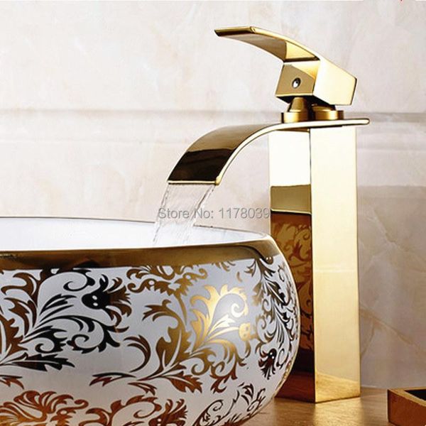 

bathroom sink faucets golden antique brass single handle basin faucet,european-style waterfall faucet, and cold water mixer tap,j16995