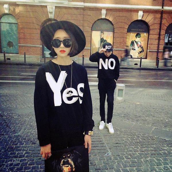 

women's hoodies & sweatshirts fashion spring autumn men women couple clothes plus korean long sleeve o neck pullover letter print, Black