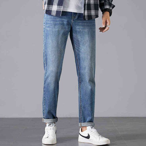 

men's jeans 2021 autumn straight jeans loose cotton men's pants, Blue