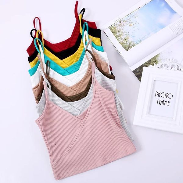 

women's suspender vest summer short open navel small solid color bottom shirt, Black;white