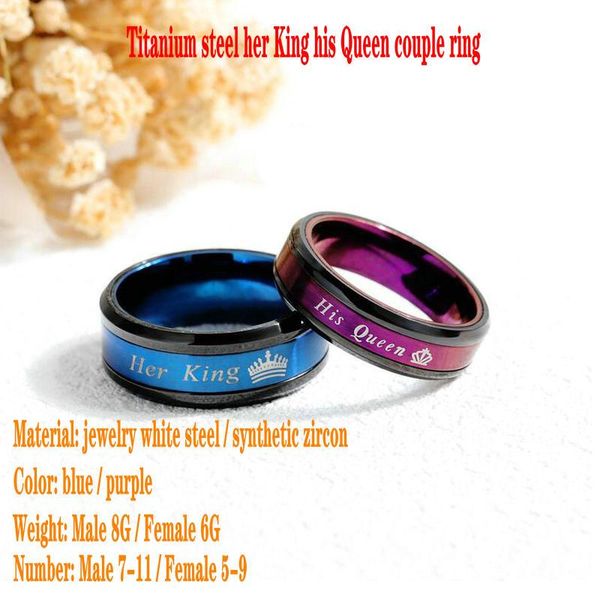 

cluster rings titanium steel male and female ring Â her king his queen couple, Golden;silver
