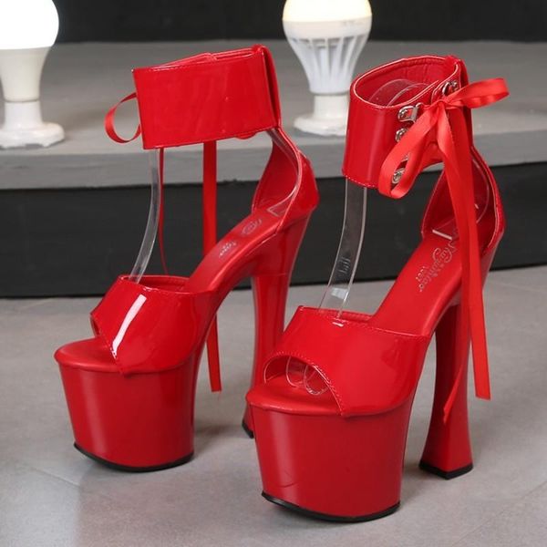 

sandals size 34-43 fish toe ultra high heel (17.5cm) wedding banquet shoes for women f10367-34, Black