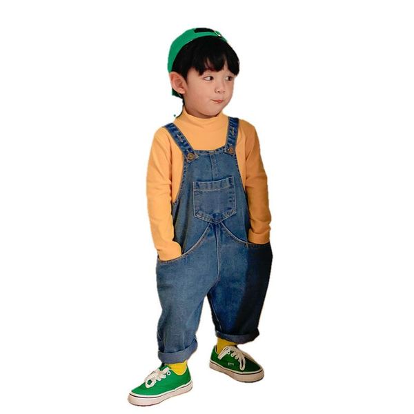 

jumpsuits kid's suspender jeans outfits children's clothing boy's pant autumn winter fashion girl's denim 2-7year, Blue