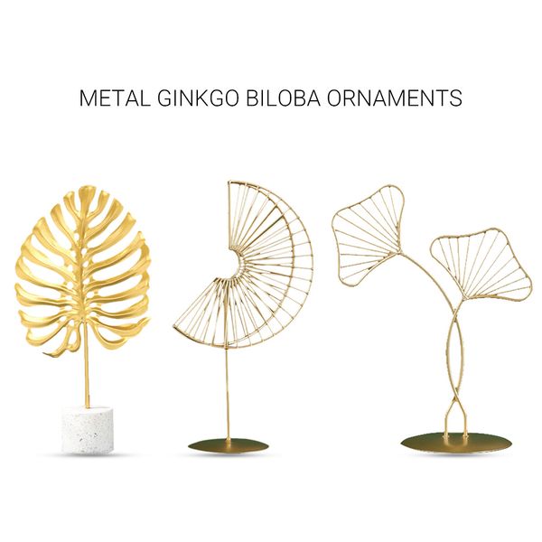 

home deskornaments ginkgo leaf decoration wine cabinet decor light luxury golden iron art ornaments office