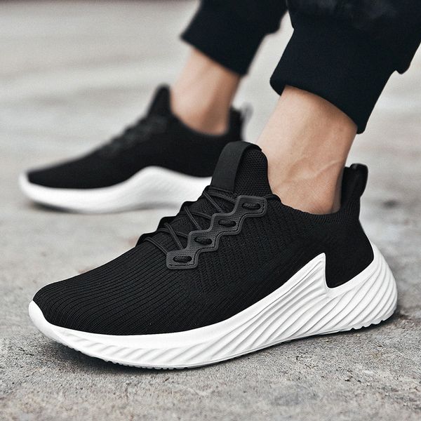 

outdoor casual shoes men comfortable lace up light sneakers mens breathable mesh shoes male simple style male sneakers j0w4#, Black