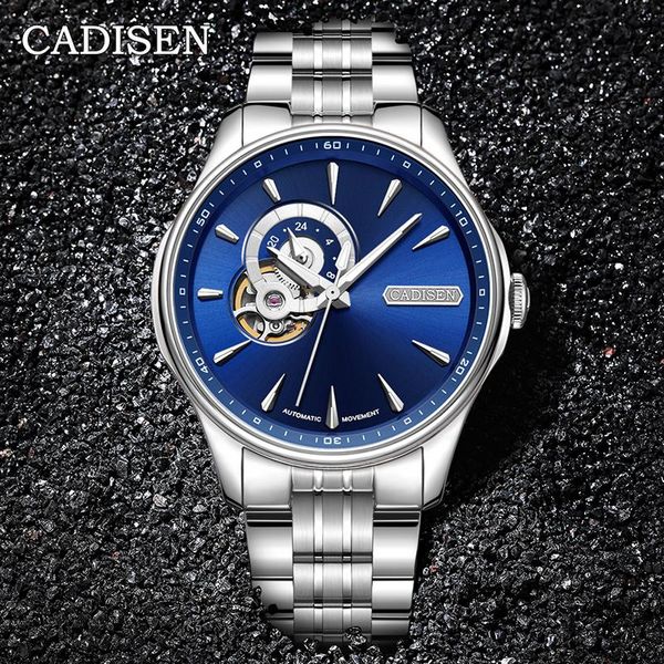 

wristwatches cadisen men mechanical automatic watch business tourbillon nh39 clock relogio masculino 2021, Slivery;brown