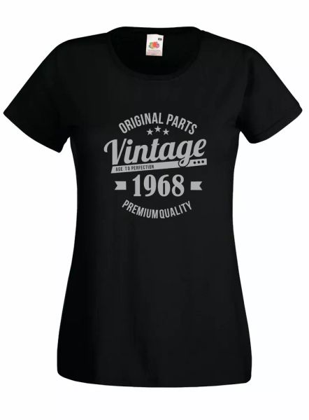 

t-shirt shirt women j2167 vintage 1968 age er perfection birthday gift, White;black