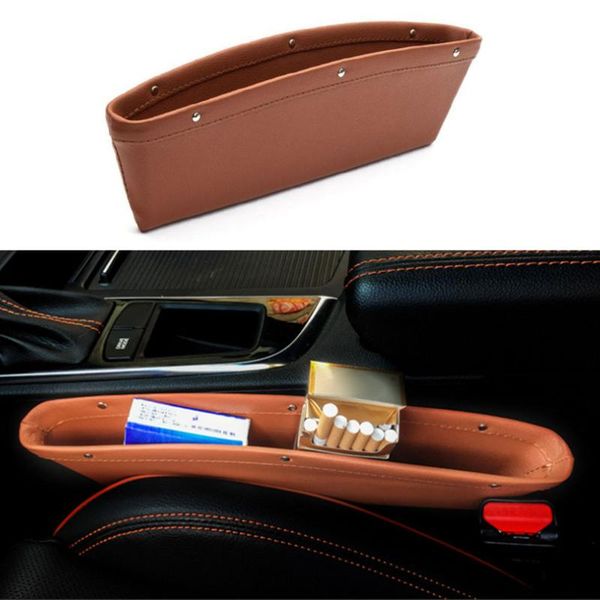 

car organizer 1pcs pu leather catch catcher box caddy seat slit gap pocket storage glove slot