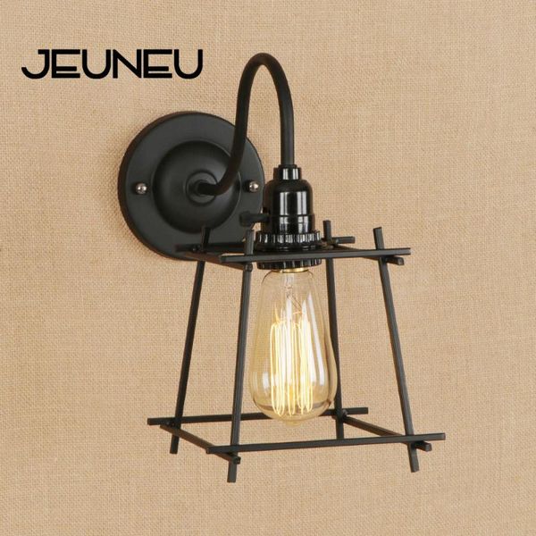 

vintage creative wall lamp with 2 styles e27 black iron cage light led for bedroom living room restaurant dining path