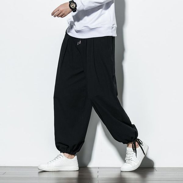 

men's pants fashion loose baggy casual men clothing 2021 harajuku bloomers 5xl plus size harem male, Black