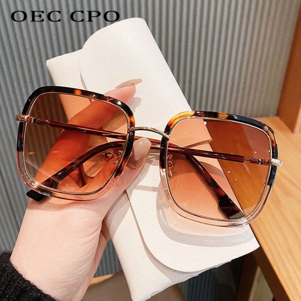 

oec cpo vintage square fashion plastic frame sunglasses women oversized clear shades eyewear retro uv400, Black