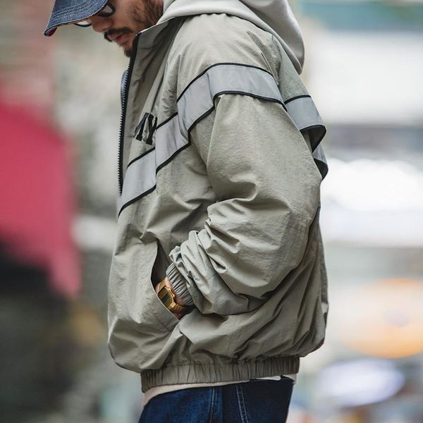 

men's jackets bomber for men vintage training suit vibe wind reflective hooded quick-drying jacket ma y1020, Black;brown