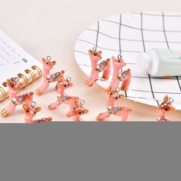 

charms 10pcs/pack sika deer resin earring keychain necklace pendant jewlery findings diy 20*30mm christmas decoration ornaments, Bronze;silver