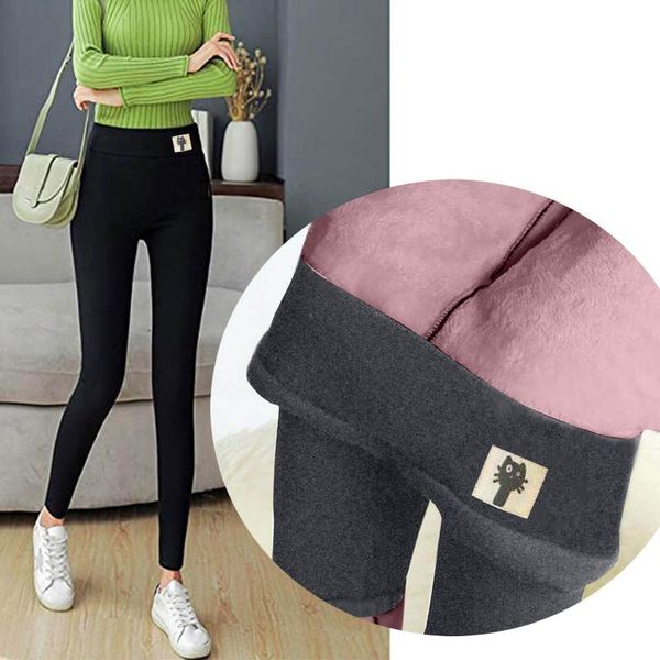 

women's leggings fashion casual women printed span ladies high waist keep warm long pants cold-resistant plus velvet female f, Black