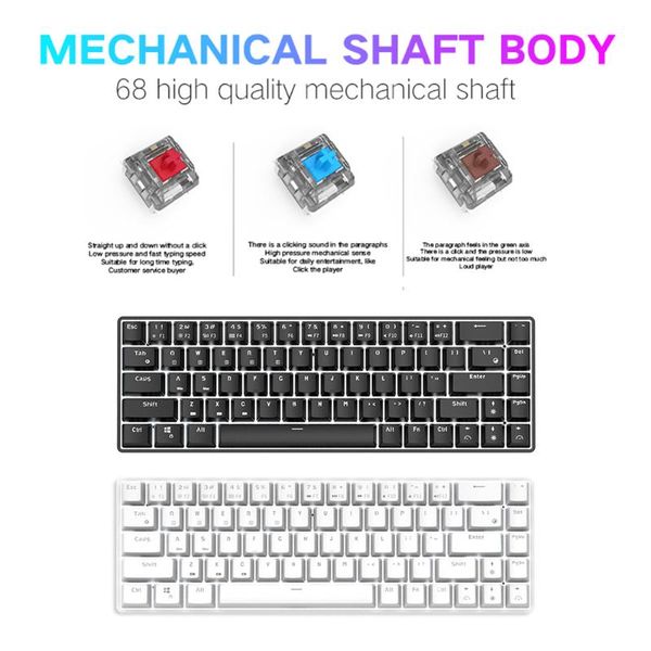 

rgb 68 keys wireless bluetooth gaming mechanical keyboard blue red brown switch for pc lapoffice keyboards