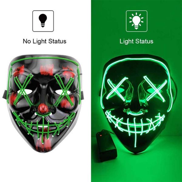

halloween mixed color led mask party masque masquerade masks neon maske light glow in the dark horror mask glowing mask