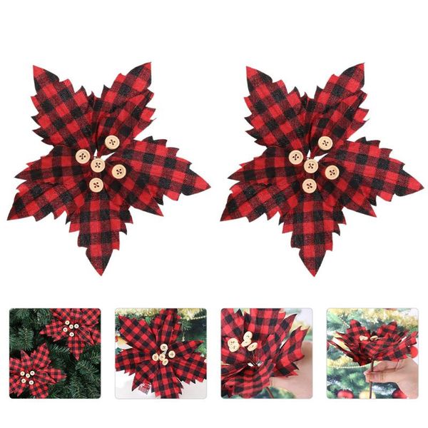 

gift wrap 2pcs flower shaped xmas decors unique check pattern adornments