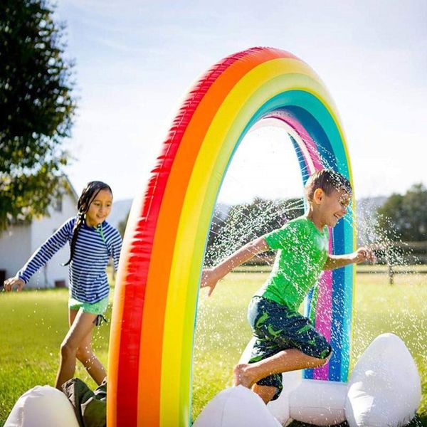 

children's inflatable sprinkler toy pvc rainbow arch safety large outdoor summer #ps floats & tubes