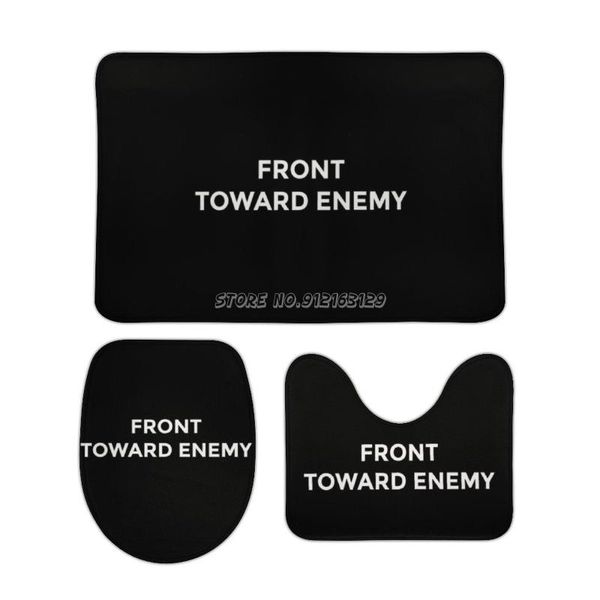

bath mats front toward enemy ( white on black version ) 3pcs bathroom set non-slip rug print carpet doormats toilet se