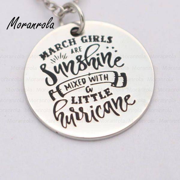 

pendant necklaces arried"march girls are sunshine mixed with a little hurricane"copper necklace keychain,charm birth month jewelry, Silver