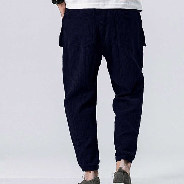 2020 dei nuovi uomini di Estate di Lino Cotone Harem Pantaloni Elastico In Vita Alla Caviglia Skinny Pantaloni Sottili Traspirante Casual Pantaloni Hip Hop X0723