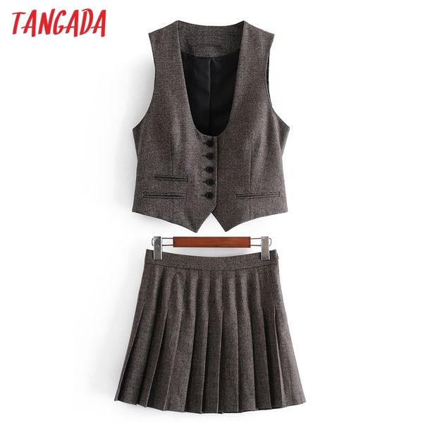 

arrival women's plaid vest and skirt spring fashion suit 2 piece set 3h49 210416, White