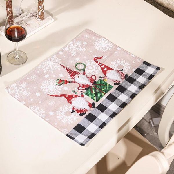 

mats & pads christmas gnome pattern placemat heat-resistant non woven fabric anti-scalding table mat bowl cup dishes cushion tea