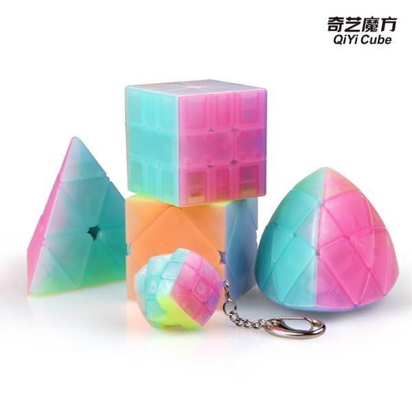 

New qiyi jelly color cube magic 2x2 Warrior W 3x3x3 4x4x4 5x5 keychain Triangle Masterphominx SQ1 Educational Toys for kid