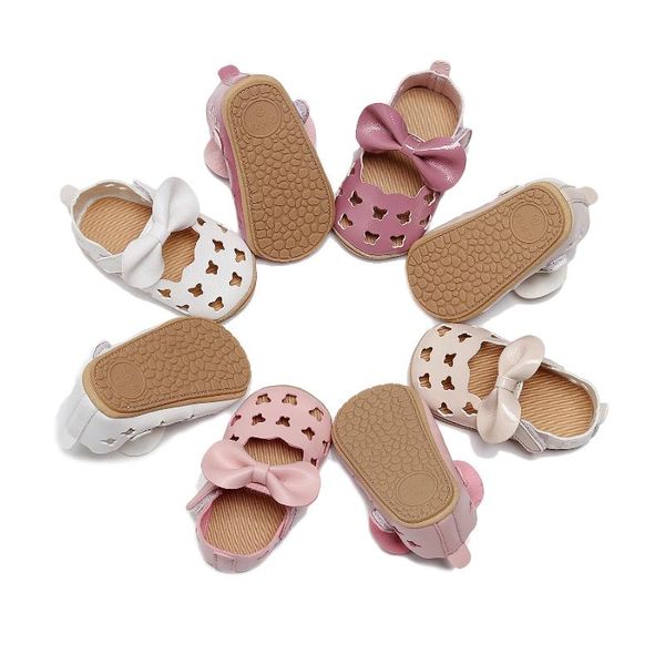 

0-18m baby pu leather girls moccasins hollow out shoes bow fringe soft soled non-slip footwear crib first walkers