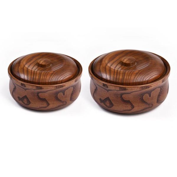 

bowls japan style wood anti scalding soup noodles salad for home wooden lid restaurant dinnerware cover with el ri i6e8