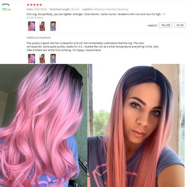 Premium uzun sentetik peruk siyah pembe gül altın vücut ombre açık kahverengi sarışın orta parça siyah beyaz kadın cosplayfactory doğrudan