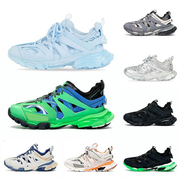 

fashion designer paris casual shoes triple s track 3.0 white pink green brown yellow shadow sliver grey womens luxury sneakers mens sports t, Black