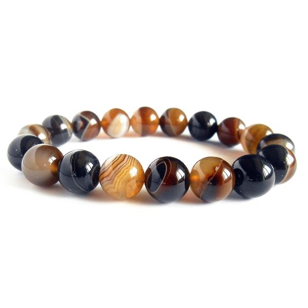 MG1184 10mm marrom bandido agate estiramento pulseira de alta qualidade mens frisado pulseira homens mala yoga pulseira