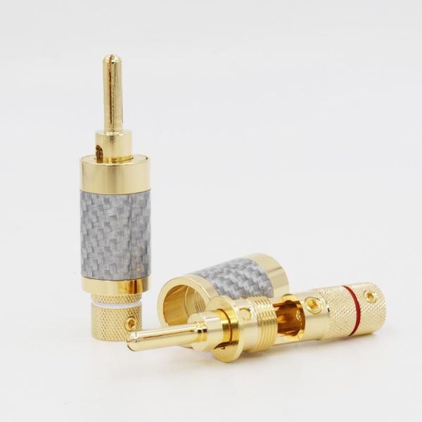

smart power plugs 4pcs x hifi gold plated carbon fiber speaker cable wire banana plug connector 7mm