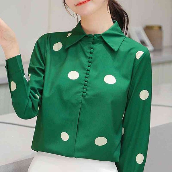 

blouse women women blouses autumn long sleeve women shirts dot chiffon blouse shirt blusas camisas mujer blusa d373 210602, White
