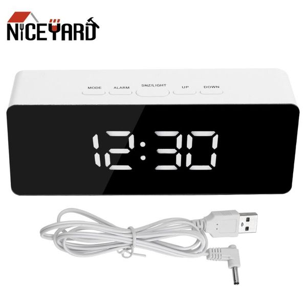 

desk & table clocks deskclock digital led display mirror with snooze function usb battery operated alarm