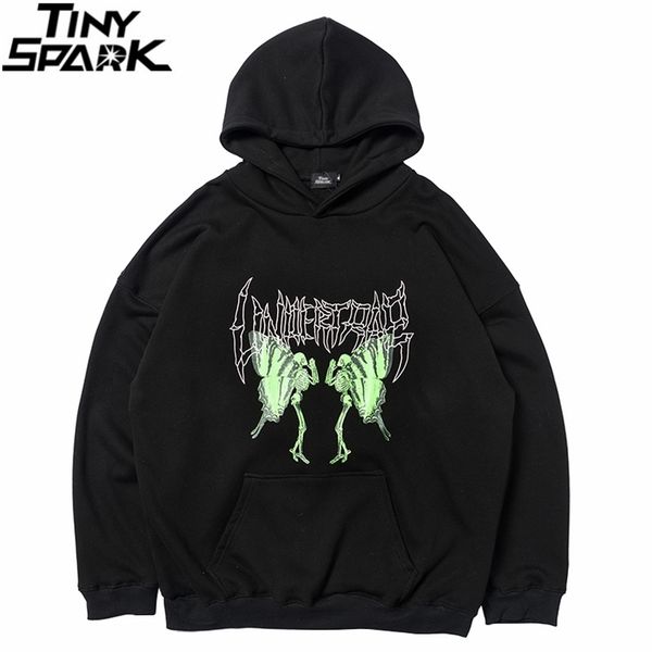 

men hip hop hoodie sweatshirt dancing skull harajuku hoodie streetwear winter fleece hooded pullover cotton 210728, Black