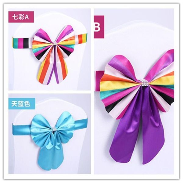 

50pcs wedding banquet chair cover bands with bow sashes party buckle band cr-989