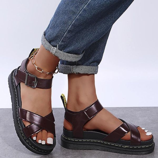 

sandals women's gladiator retro women outdoor platform fashion breathable shoes ladies femmes sandales, Black
