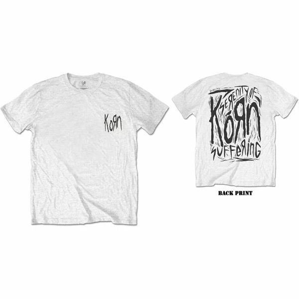 

korn scratched type official t-shirt men unisex, White;black