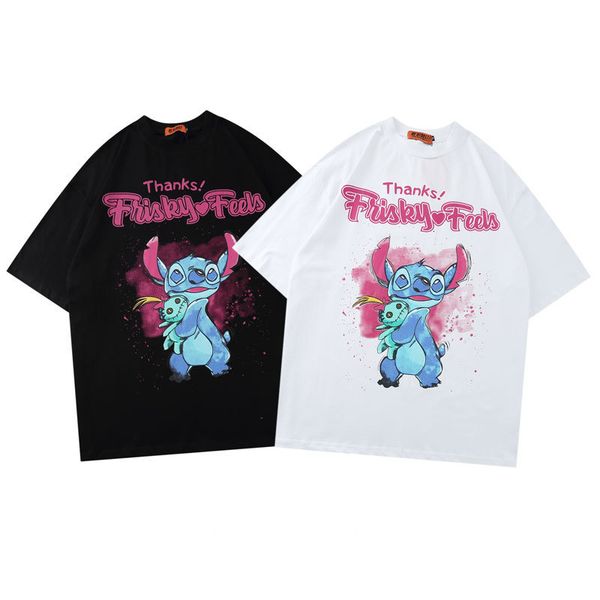 

fashion t shirt impas short sleeve men's hand painted cartoon, White;black