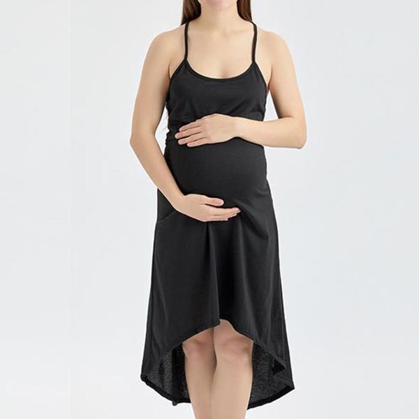 

leisure pregnant women's halter style a-word skirt dress maternity dresses, White