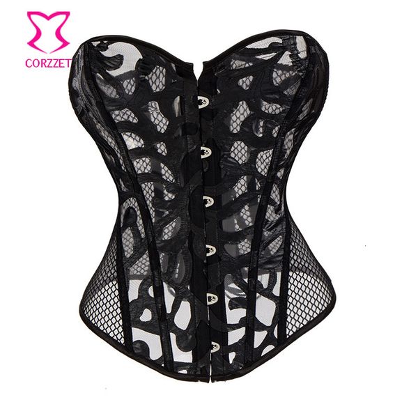 

costumes corset black printing mesh body shaping clothes court corset
