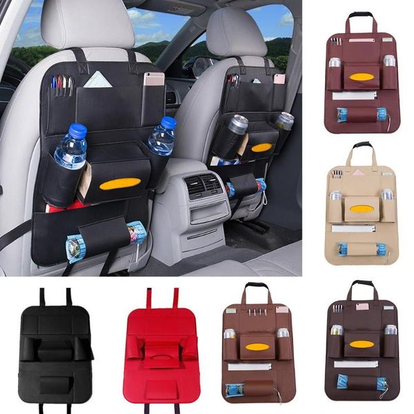 

car organizer portable durable faux leather auto seat back storage bag multi-pocket pouch tidying