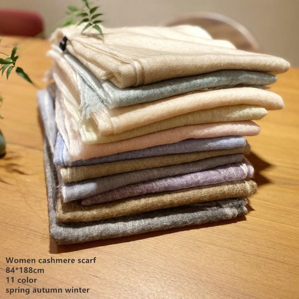 

scarves naizaiga 100% cashmere 200s print thin 84*188cm tourism big women shawl warm air - conditioned room solid scarf , hcy19011, Blue;gray