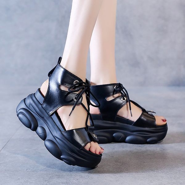 

womens shoes summer beach sandals one-shaped buckle lace-up super high heel open toe platform footwear wedges shoes for women