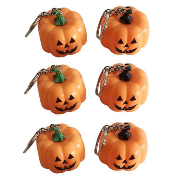 

christmas decorations 1 set 6pcs pumpkin key chains luminous led keychains (orange)